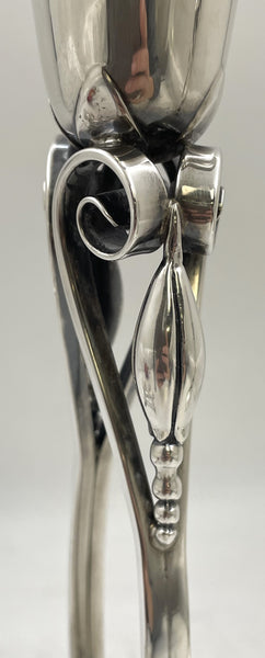 Pair of Sterling Silver Shabbat Candlesticks in Georg Jensen Mid-Century Modern Style