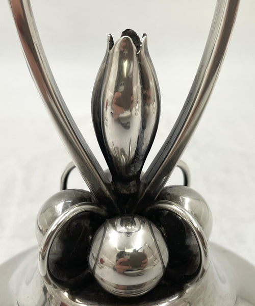 Pair of Sterling Silver Shabbat Candlesticks in Georg Jensen Mid-Century Modern Style