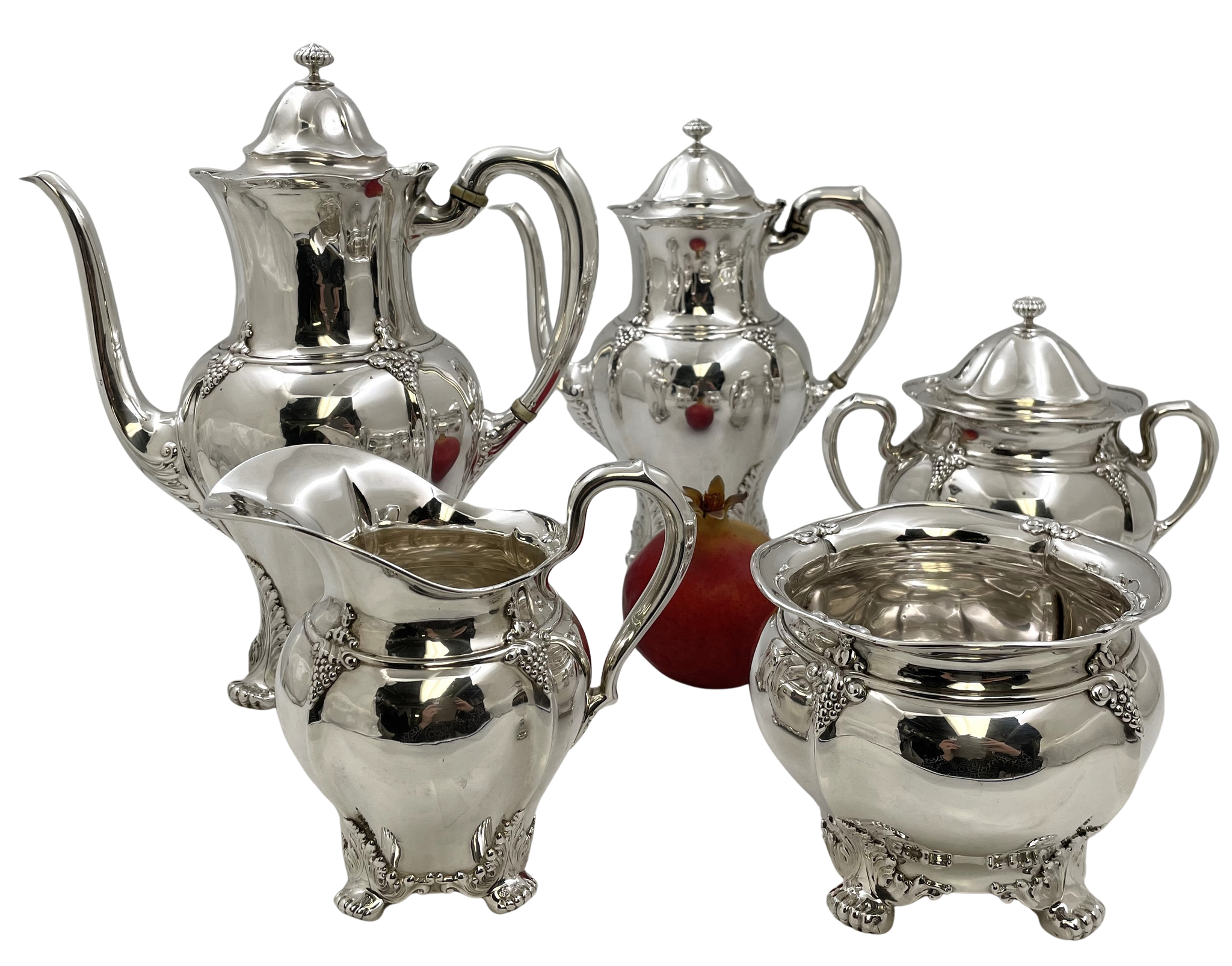 Tiffany & Co. 1896 Sterling Silver 5-Piece Tea & Coffee Set in Holly Pattern?