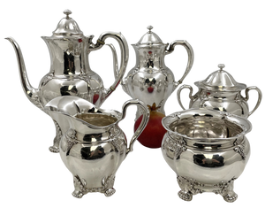 Tiffany & Co. 1896 Sterling Silver 5-Piece Tea & Coffee Set in Holly Pattern?
