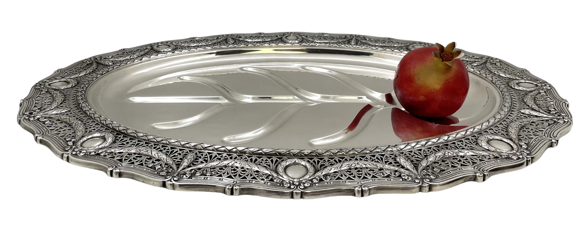 Shreve & Co. Sterling Silver Footed Well & Tree Meat Platter Tray in Louis XVI Pattern