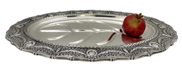 Shreve & Co. Sterling Silver Footed Well & Tree Meat Platter Tray in Louis XVI Pattern