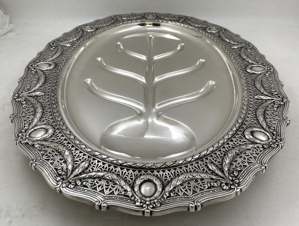 Shreve & Co. Sterling Silver Footed Well & Tree Meat Platter Tray in Louis XVI Pattern
