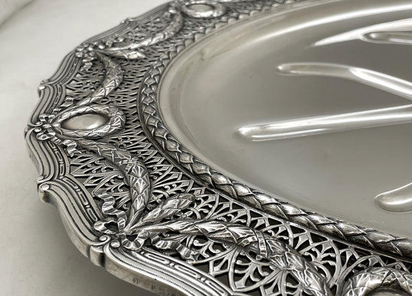 Shreve & Co. Sterling Silver Footed Well & Tree Meat Platter Tray in Louis XVI Pattern