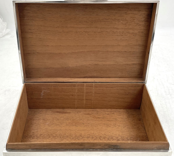 Cohen & Solomon English Sterling Silver 1918 Cigar Box/ Humidor in Art Deco Style