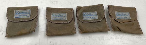 Cartier Set of 4 Sterling Silver Clover-Shaped Nut Dishes with Original Pouches