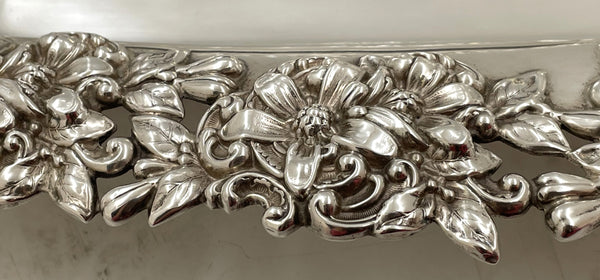Mauser Sterling Silver Floral Footed Dish in Art Nouveau Style from Late 19th/ Early 20th Century
