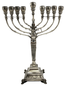 European Sterling Silver Large Hanukkah Menorah