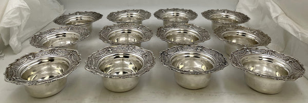 Shreve & Co. Set of 12 Sterling Silver Dessert Bowls in Adam Pattern