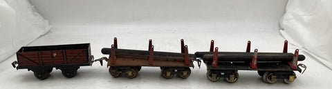 Fandor & Hornby O Gauge X9421 Flat Cars with Wood Logs from Early 20th Century