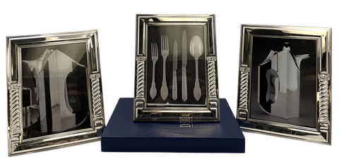 Del Conte Italian Sterling Silver Set of 3 Picture Frames with Ionic Columns