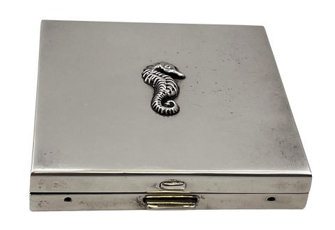 Tiffany & Co. Sterling Silver Compact with Mirror & Seahorse Motif