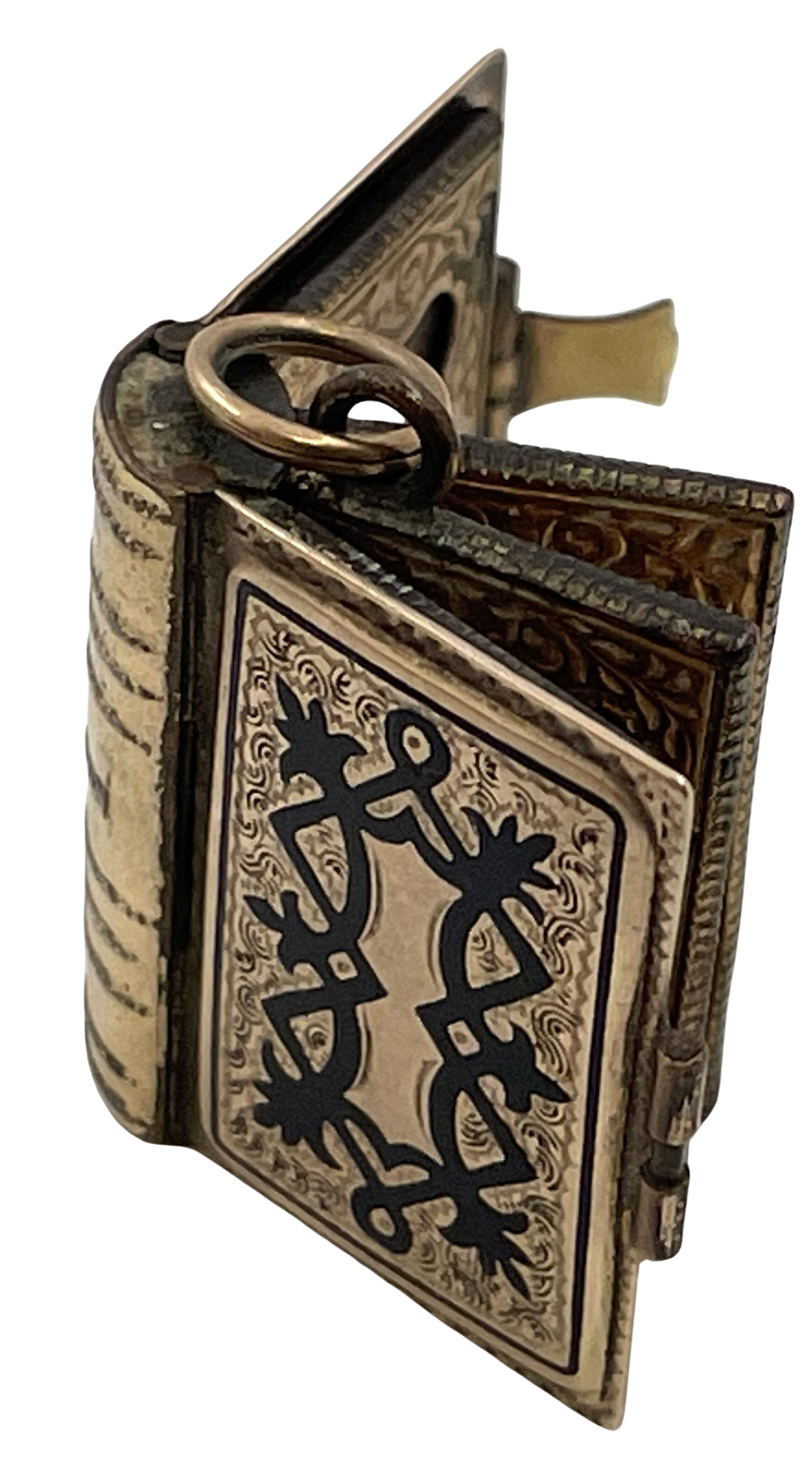 Mid-19th Century Gilt Brass Photo Album Book Locket Pendant Charm