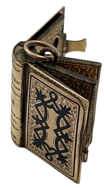 Mid-19th Century Gilt Brass Photo Album Book Locket Pendant Charm
