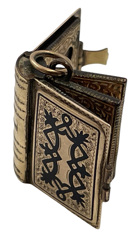 Mid-19th Century Gilt Brass Photo Album Book Locket Pendant Charm