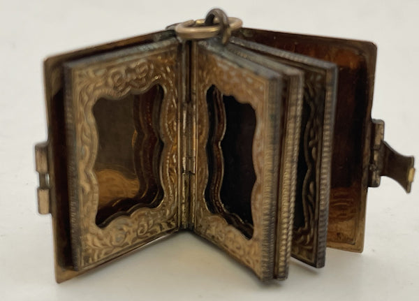 Mid-19th Century Gilt Brass Photo Album Book Locket Pendant Charm