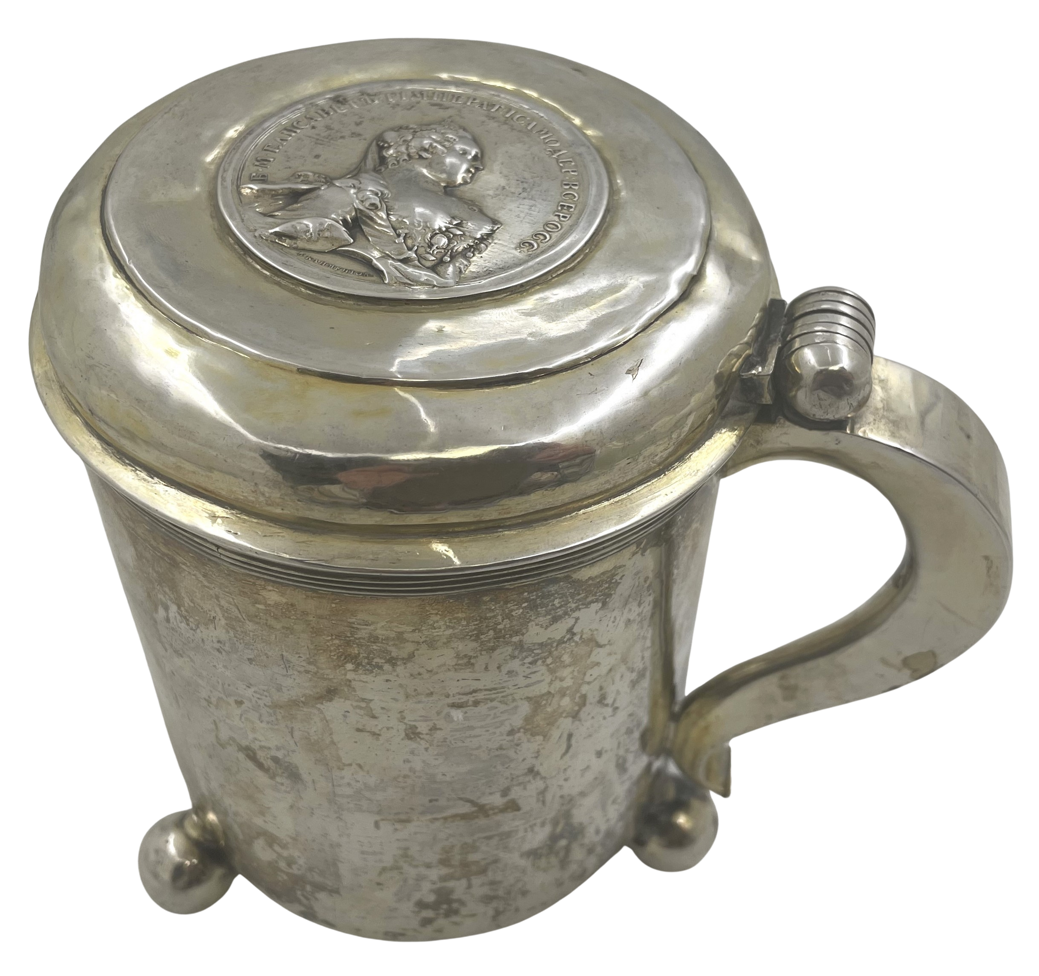 J. Ravich Russian 18th Century Silver Commemorative Tankard for Empress Elizabeth  Petorvna