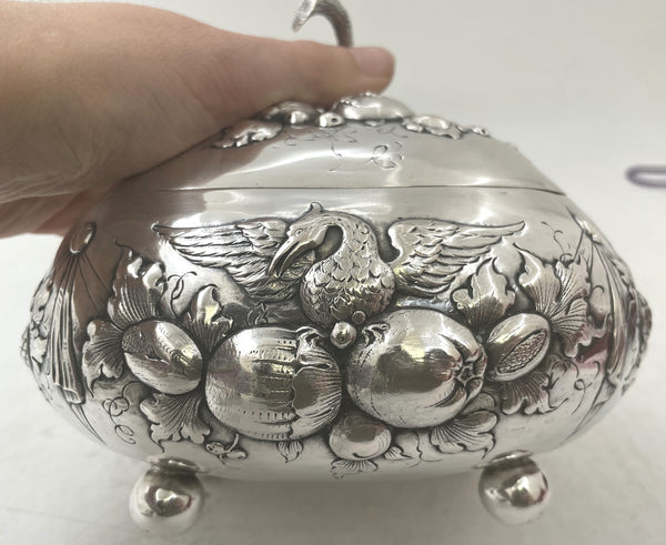 European Continental Silver Etrog Esrog Box from 19th Century