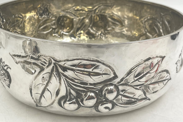 Italian Sterling Silver Centerpiece Bowl with Natural Motifs