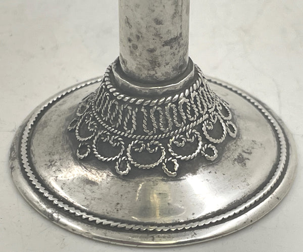 Early Bezalel Sterling Silver Kiddush Cup with Filigree and Vine Motifs