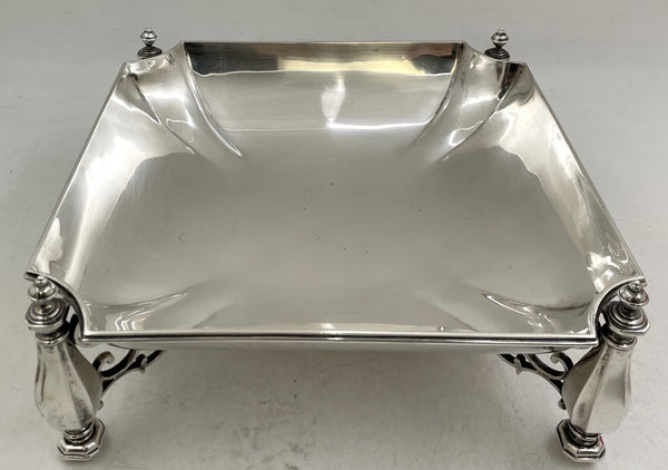 Crichton English Sterling Silver 1923 Footed Centerpiece Bowl in Art Deco Style