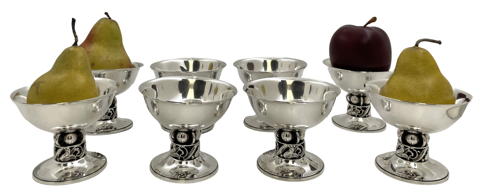 La Paglia for International Sterling Set of 8 Sterling Silver Dessert Bowls in Mid-Century Modern Style