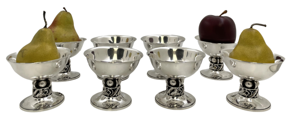 La Paglia for International Sterling Set of 8 Sterling Silver Dessert Bowls in Mid-Century Modern Style