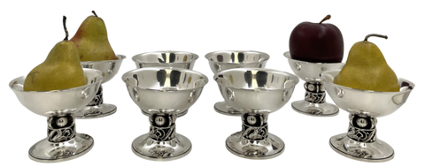 La Paglia for International Sterling Set of 8 Sterling Silver Dessert Bowls in Mid-Century Modern Style