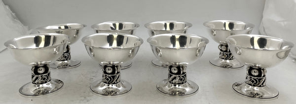 La Paglia for International Sterling Set of 8 Sterling Silver Dessert Bowls in Mid-Century Modern Style
