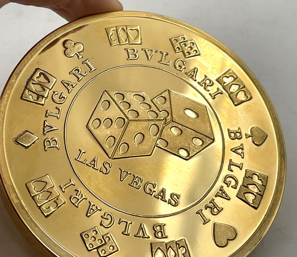 Bulgari Bvlgari Gilt Sterling Silver Las Vegas Casino Chip Coin New in Box