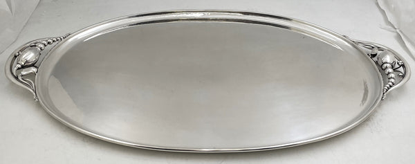 Georg Jensen Sterling Silver Hammered 5-Piece Tea & Coffee Set on Tray in Blossom Pattern
