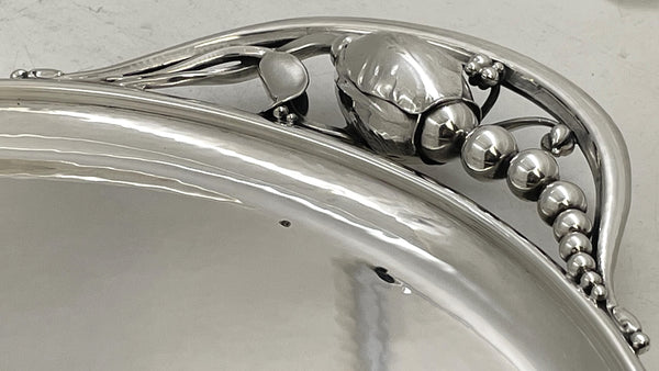 Georg Jensen Sterling Silver Hammered 5-Piece Tea & Coffee Set on Tray in Blossom Pattern