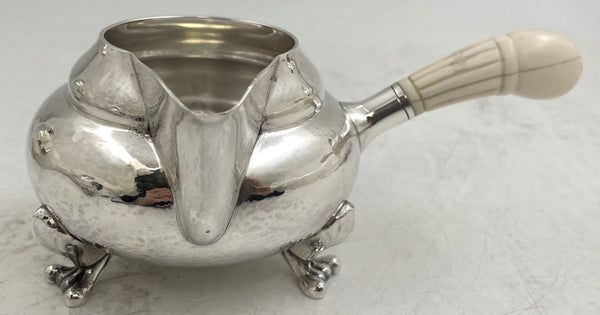 Georg Jensen Sterling Silver Hammered 5-Piece Tea & Coffee Set on Tray in Blossom Pattern