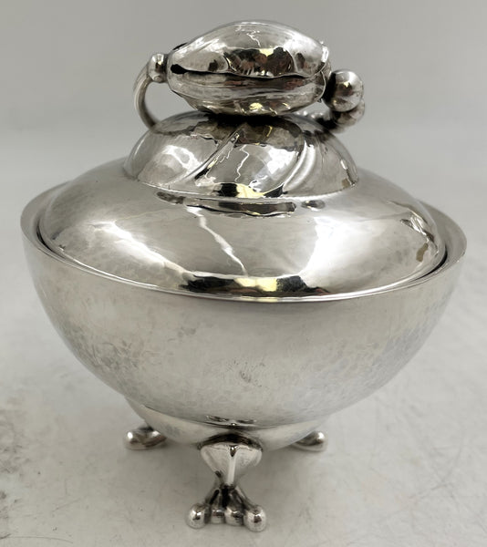 Georg Jensen Sterling Silver Hammered 5-Piece Tea & Coffee Set on Tray in Blossom Pattern
