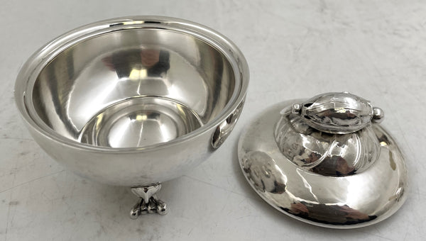 Georg Jensen Sterling Silver Hammered 5-Piece Tea & Coffee Set on Tray in Blossom Pattern