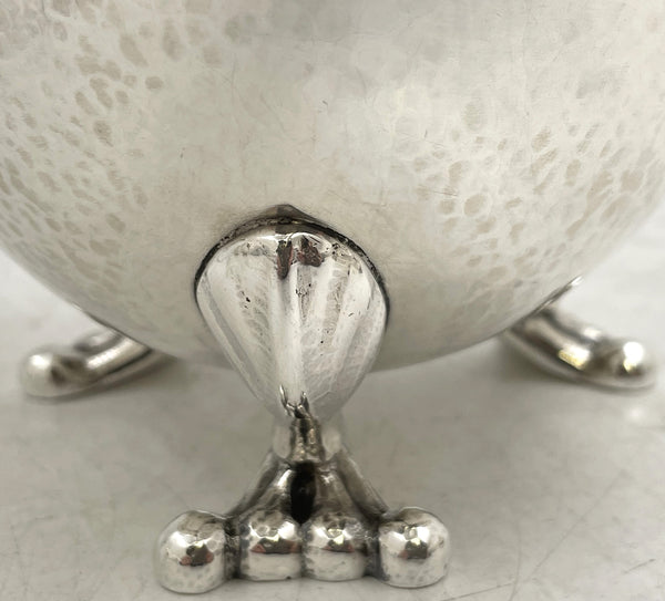 Georg Jensen Sterling Silver Hammered 5-Piece Tea & Coffee Set on Tray in Blossom Pattern