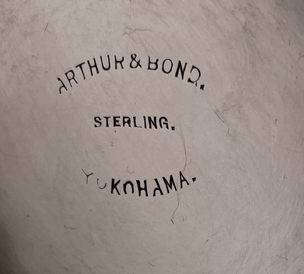 Pair of Arthur & Bond Japanese Sterling Silver Vases with Bamboo Motifs from Late 19th Century