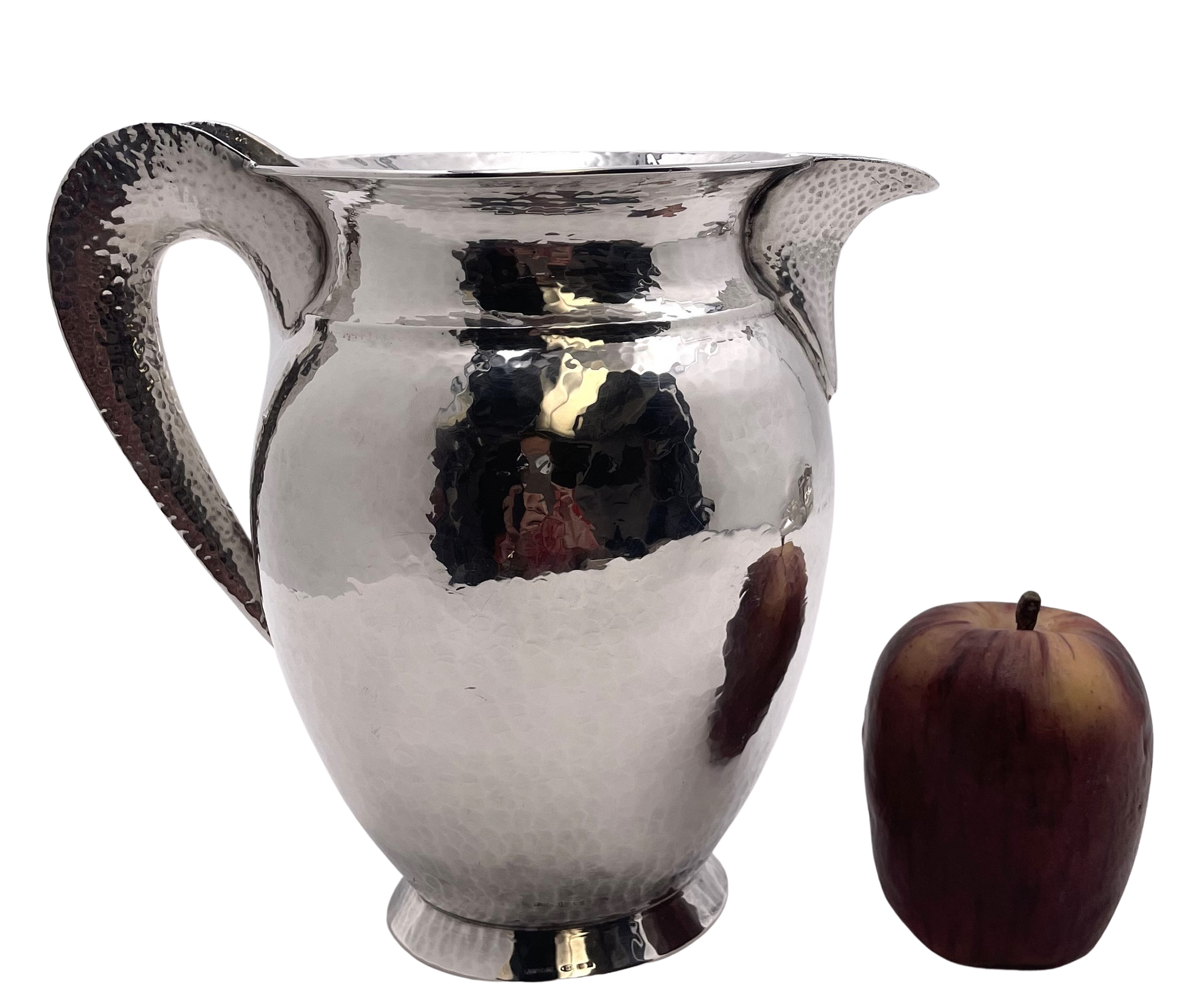 Pampaloni Sterling Silver Hammered Pitcher in Mid-Century Modern Jensen/Lalaounis Style