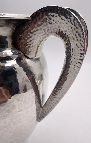 Pampaloni Sterling Silver Hammered Pitcher in Mid-Century Modern Jensen/Lalaounis Style