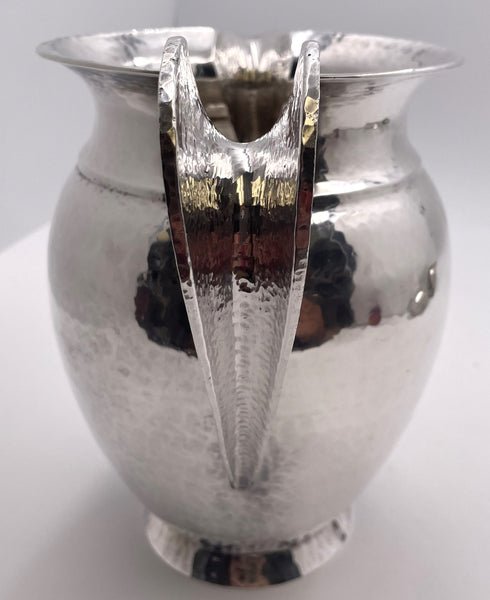 Pampaloni Sterling Silver Hammered Pitcher in Mid-Century Modern Jensen/Lalaounis Style