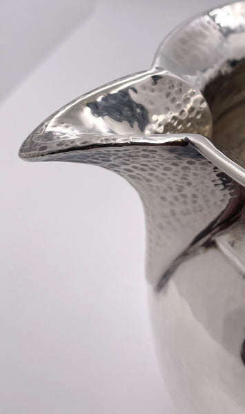 Pampaloni Sterling Silver Hammered Pitcher in Mid-Century Modern Jensen/Lalaounis Style
