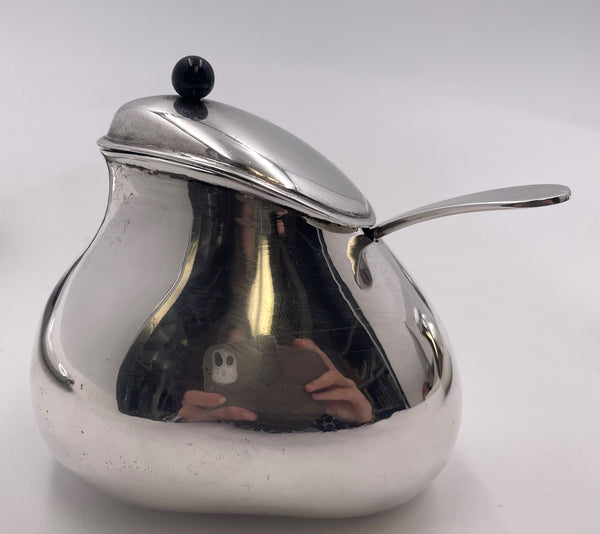 Pomellato Sterling Silver Honey Dish on Tray in Mid-Century Modern Style