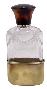 C. J. Fox English Gilt Sterling Silver & Glass 1919 Flask