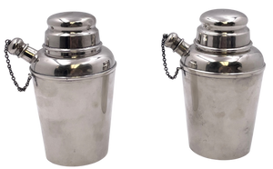 Pair of Reed & Barton Sterling Silver Cocktail Shakers in Mid-Century Modern Style
