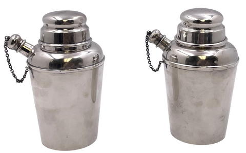 Pair of Reed & Barton Sterling Silver Cocktail Shakers in Mid-Century Modern Style