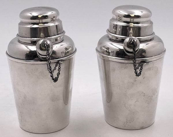 Pair of Reed & Barton Sterling Silver Cocktail Shakers in Mid-Century Modern Style
