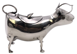 Dutch Silver Cow Creamer with Bee Motif from 20th Century