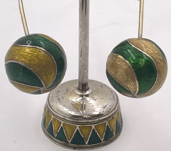 Tiffany & Co. Sterling Silver and Enamel Set of 2 Acrobatic Circus Figurines on Plinths by Gene Moore