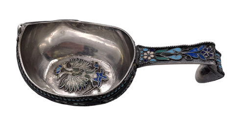 A. Fuld Russian Enamel & Silver Kovsh from Late 19th or Early 20th Century