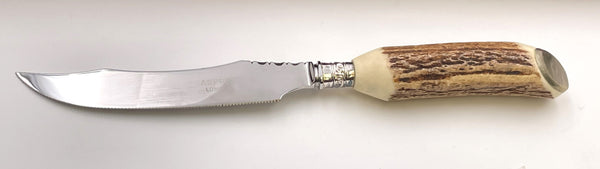 Asprey 3-Tiered Fitted Boxed 29-Piece Set of Antler-Handled Steak and Carving Set in New Condition